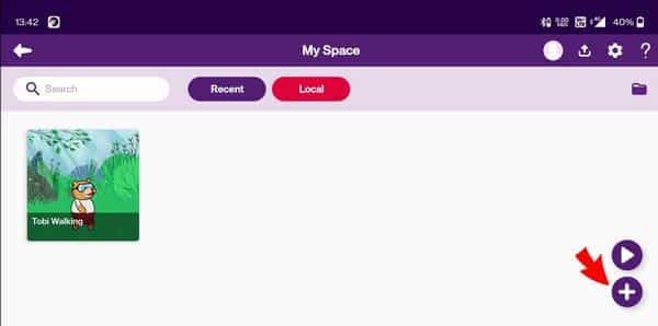 PictoBlox stage showing Tobi the bear sprite added to the project with the scripting area visible