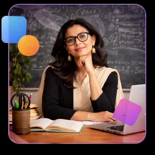 Image of a teacher sitting in a classroom