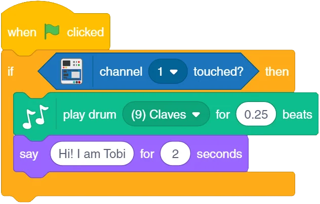 Example of a PictoBlox script showing a sequence of coding blocks arranged in order in the scripting area